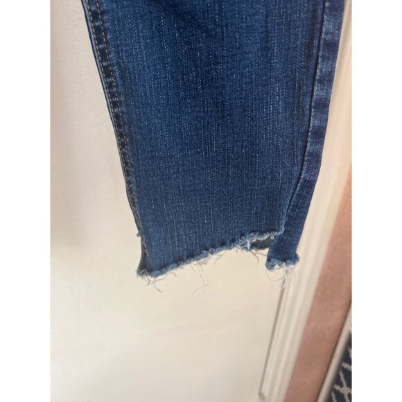 Harper Womens Medium Wash Distressed Hem Skinny Jeans With Button Closure & Pock - Picture 3 of 7